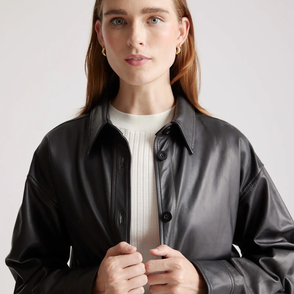 NWT Quince 100% Leather Shirt Jacket - Picture 12 of 14